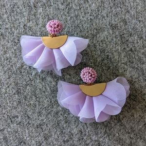 Purple Drop Fan Earrings